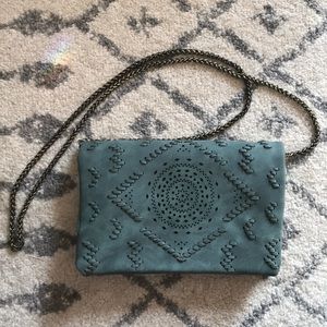 Teal clutch w/ removable shoulder chain strap